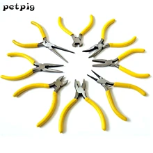 Mini alicate cortador de fio petpig 5 Polegada, ferramenta manual diagonal para casa alicate de corte de nariz curvado ferramenta de aço carbono de madeira