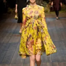 Брендовое платье для подиума, платье с цветочным рисунком, длинное женское шифоновое платье с принтом, богемное платье с плиссированной юбкой