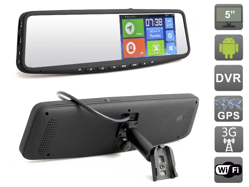 5" HD1080P Android 4.4.2 Car Rear view mirror GPS DVR Navigation