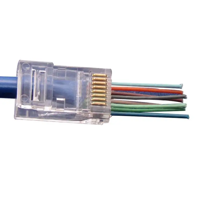 100 шт. RJ45 модульный разъем конец 8P8C CAT6 CAT6E 8 контактов соединитель сетевой кабель Разъем LAN