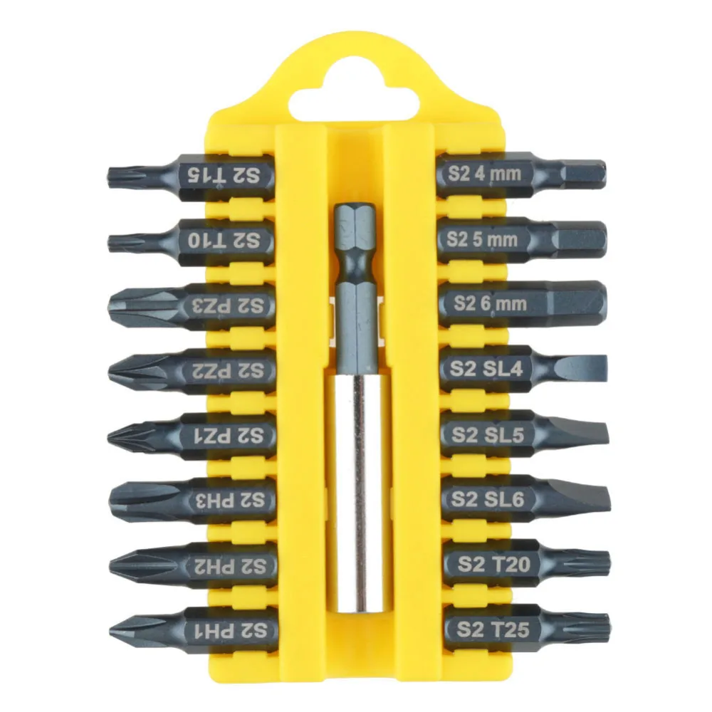 

4 Types Optional 17Pcs/Set S2 Alloy Steel Multi-functional Screwdriver Bits Set Slotted Bit Head with Shank Holder Tools