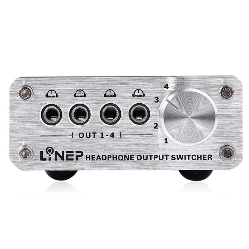 LYNEPAUAIO Audio Switcher, 4 In 4 Out Earphone Speaker Switcher, 4 Sets Of Stereo Signal Switching Input, 4 Sets Of Stereo Sim