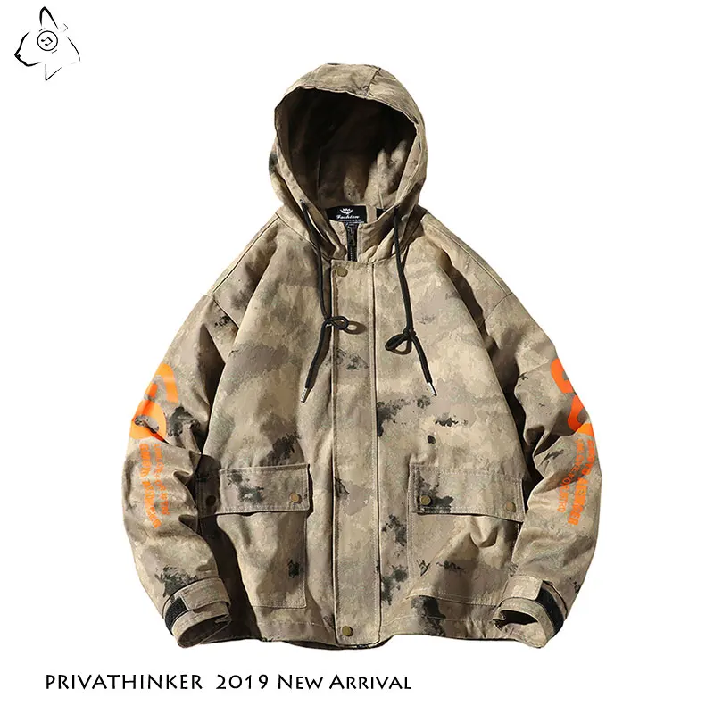 

Privathinker Multi-Pocket Tactical Tooling Jacket 2019 Camouflage Hooded Cargo Jacket Autum Casual Streetwear Jacket Coats