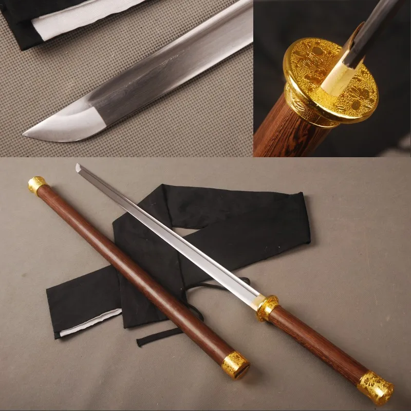 Палисандр круглая ручка сложенный стальной Китайский Меч прямой нож винтажное домашнее металлическое украшение