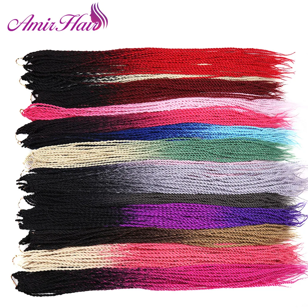 Amir 24inch 30roots Senegalese Twist Hair Crochet Braid Extensions Ombre Jumbo Synthetic Hair For Braiding
