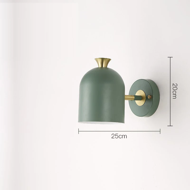 Скандинавский прикроватный светильник для спальни, настенный светильник, простой современный проходной коридор, отель, Золотой Фон, настенный светильник, Креативный светодиодный светильник - Цвет абажура: LS-7458-B-GREEN
