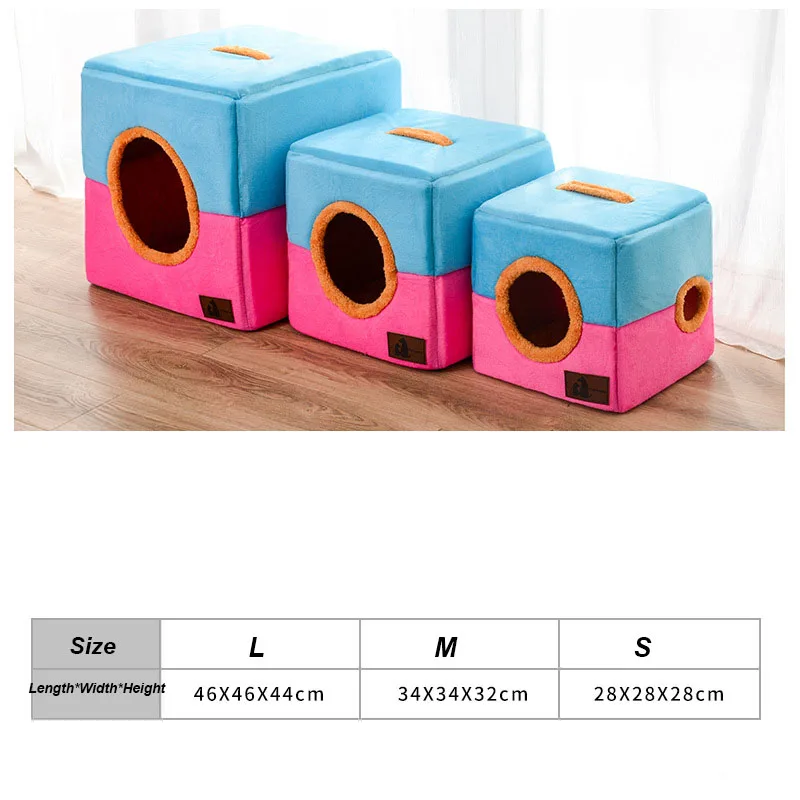 2019 Dog Pet House Foldable Bed With Mat Soft Patchwrok Dog Puppy Sofa House Kennel Nest Dog Cat Bed For Small Medium Dogs