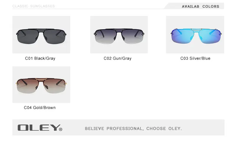 OLEY брендовые безрамные поляризационные солнцезащитные очки для мужчин HD Сиамские модные линзы женские солнцезащитные очки летние антибликовые UV400 очки