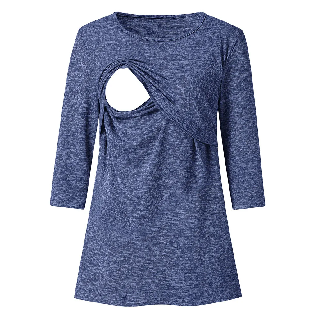 

Women's Maternity Care Cropped Sleeve Casual Tops Breastfeeding Tops Maternity Clothes#gh40