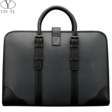 YINTE Men’s Briefcase Leather Men Business Handbag Solid Zipper Bag Fashion Laptop Briefcase Office Messenger Lawyer Bag T8248-3