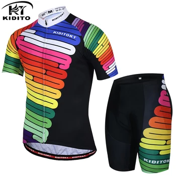 

KIDITOKT Bike Clothing Breathable Anti-UV Bicycle Wear Short Sleeve Cycling Jersey Sets equipacion ciclismo verano hombre shirt