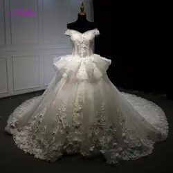 Melice Сексуальная Милая средства ухода за кожей Шеи Плиссированные кружево свадебное платье принцессы 2019 аппликации цветы Часовня Поезд