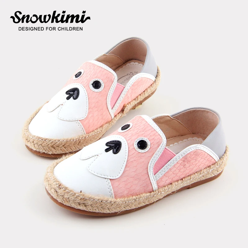 Snowkimi 2018 Spring Girl Fisherman Lazy Shoes Children Flat With Cartoon Dog Pattern Breathable Inside Non-slip Rubber Outsole