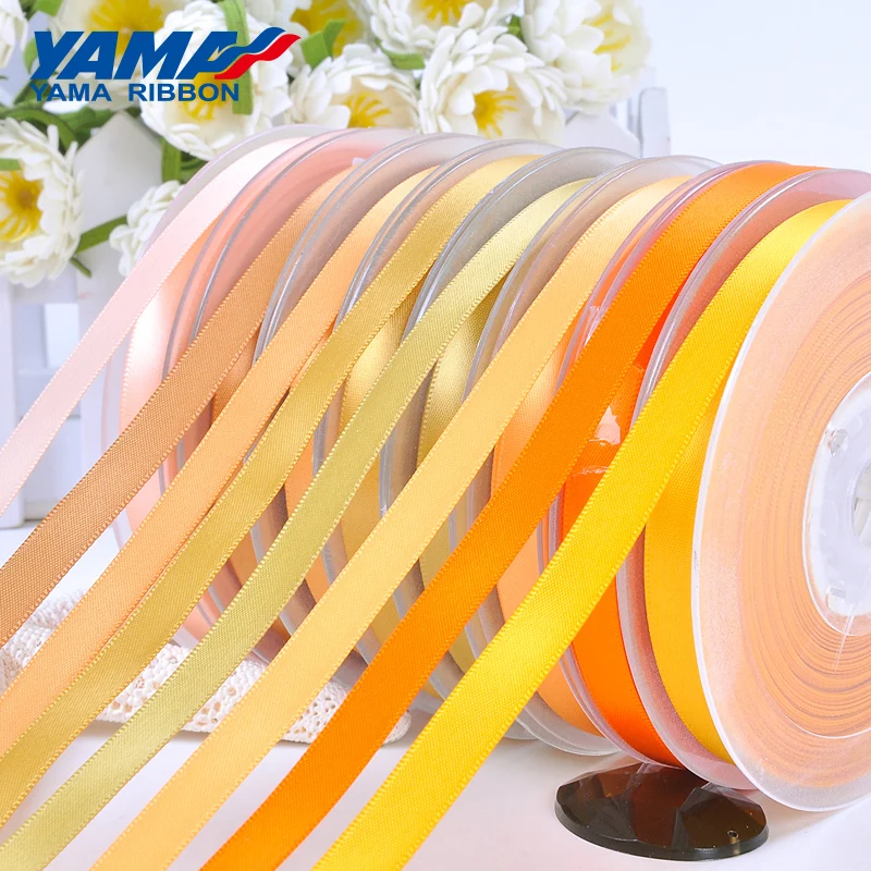 

YAMA 50mm 57mm 63mm 75mm 89mm 100mm 100 yards/lot Yellow Gold Wholesale Single Face Satin Ribbon Diy Dress Decoration Ribbons