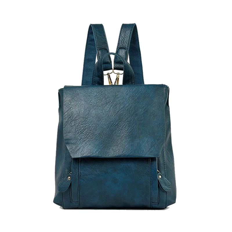 girl ladies student Lychee Emboss PU leather women backpack vintage teenager school bags satchel beige blue