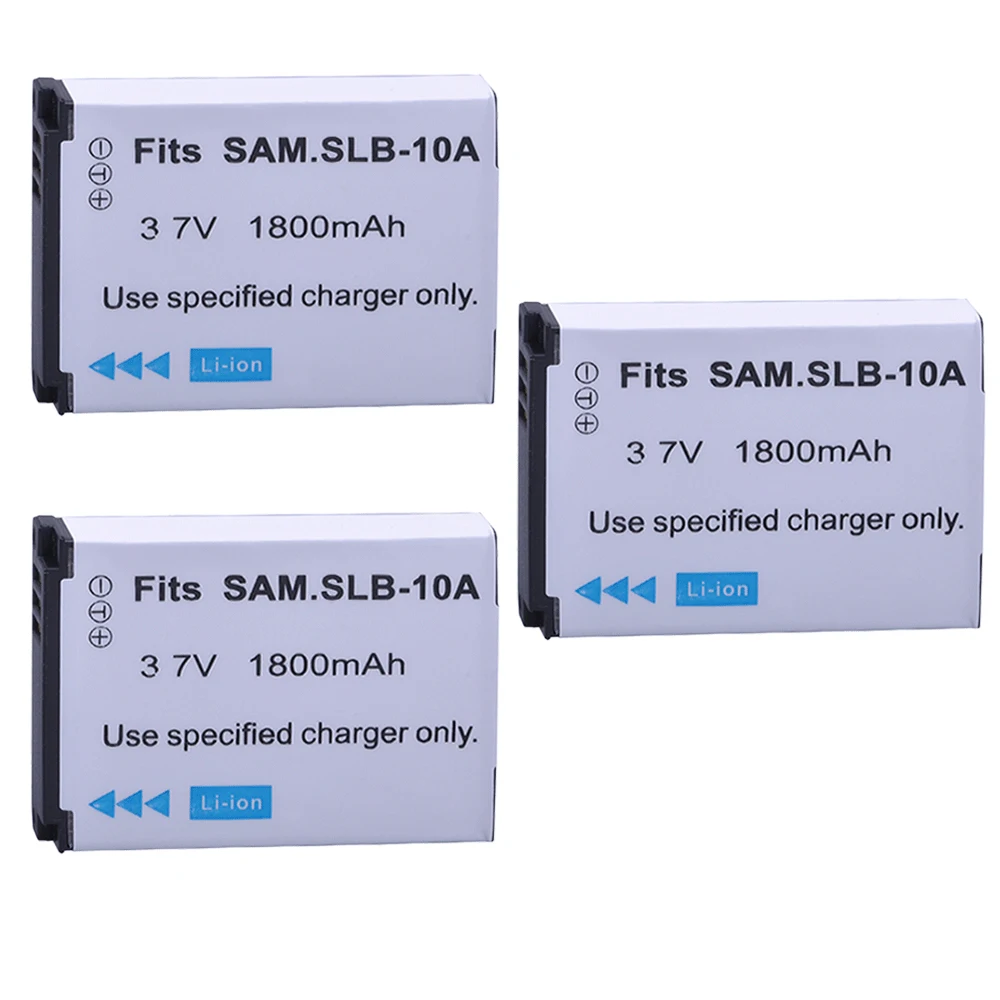 Аккумуляторная батарея SLB10A SLB 10A 3 шт. 1800 мА/ч Аккумулятор для камеры Samsung EX2F WB150F WB250F