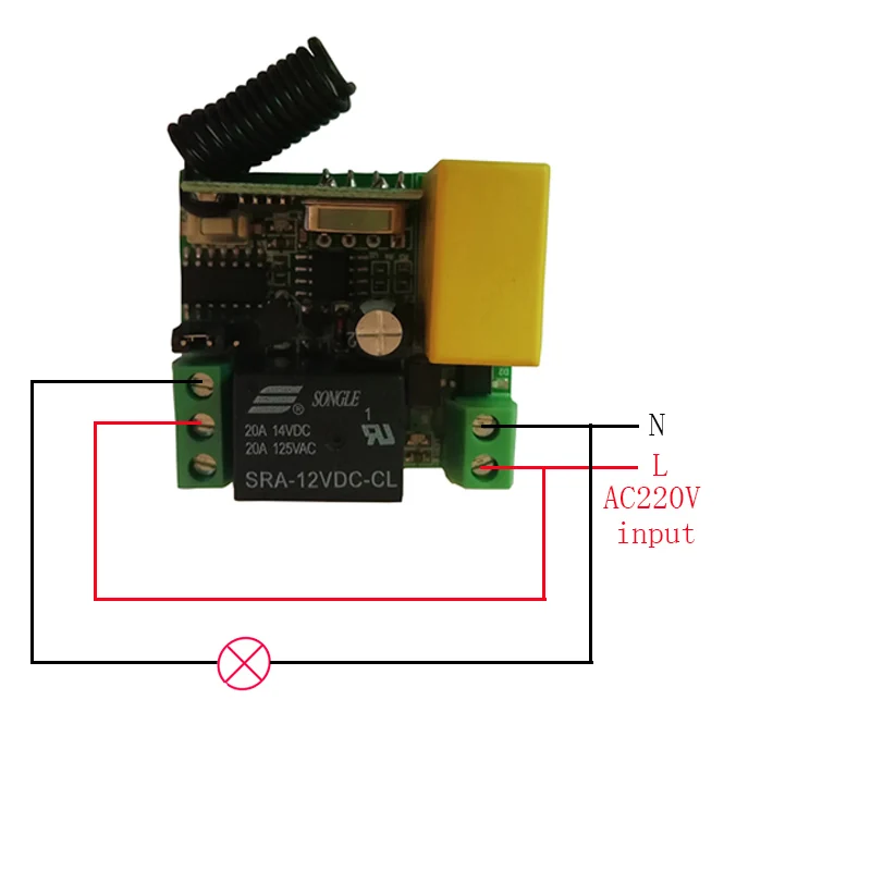 AC220V 10A 1CH 1 канал RF 433 МГц беспроводной пульт дистанционного управления светильник 10A релейный выход Модуль радиоприемника+ передатчик