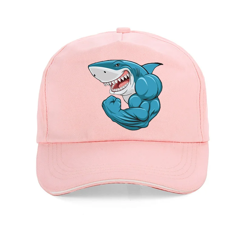 Бейсбольная кепка с мультяшными мышцами и акулами; модная кепка-боксер; регулируемая шапка для папы; Хип-хоп бейсболки - Цвет: Розовый