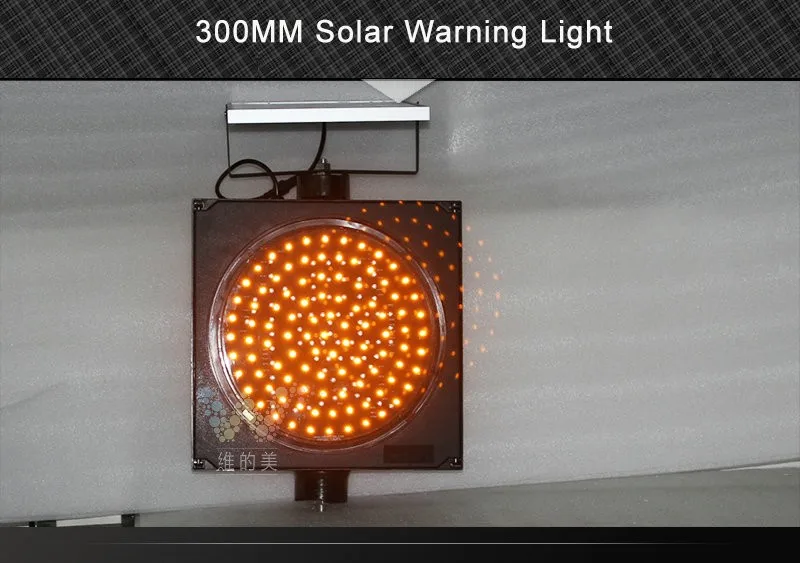 Factory Made Traffic Light 12 Inch Solar LED Amber Flashing Warning Light Road Blinker
