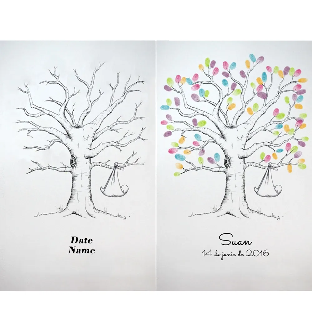 Guest Book Baby Shower Fingerprint Painting Birthday Kids Communion Baby shower Fingerprint Tree first communion paint souvenirs