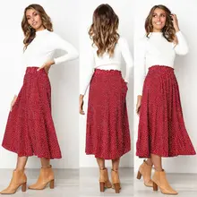 Женская Ретро Цветочная плиссированная Бохо Пышная юбка длинная с резинкой в талии миди юбка