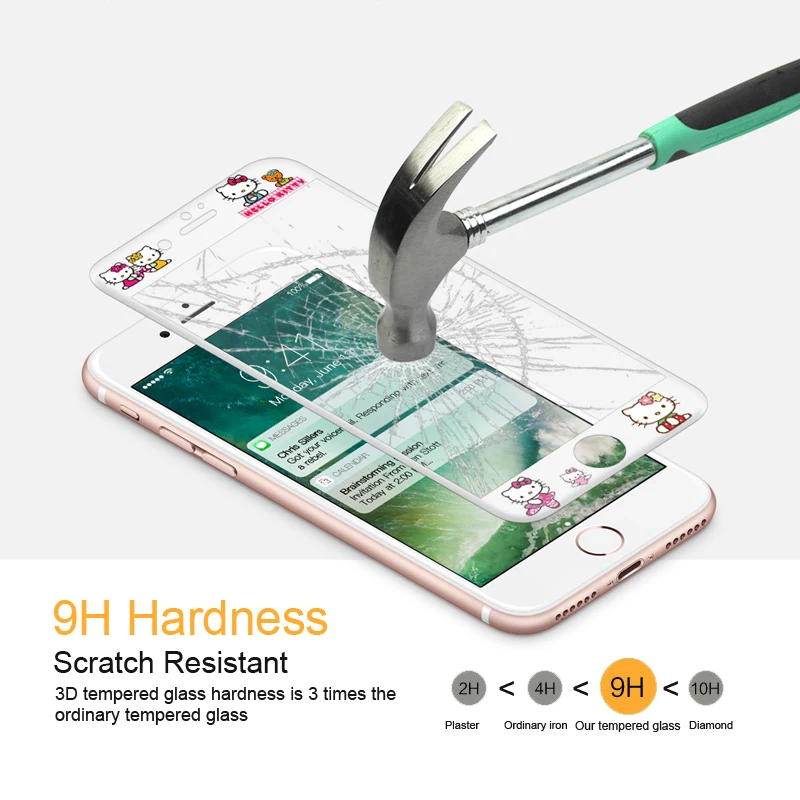 ESVNE 3D Soft Curve edge Tempered glass for iphone 6 glass iphone 7 glass 8 6S Plus Screen Protector full cover Cartoon color ESVNE 3D Soft Curve edge Tempered glass for iphone 6 glass iphone 7 glass 8 6S Plus Screen Protector full cover Cartoon color