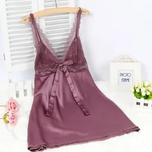 Сексуальные женские эротические костюмы Babydoll Sexi глубокий v-образный вырез атласный Шелковый ночной пеньюар ночное белье сексуальное нижнее белье Ночное белье с открытой спиной