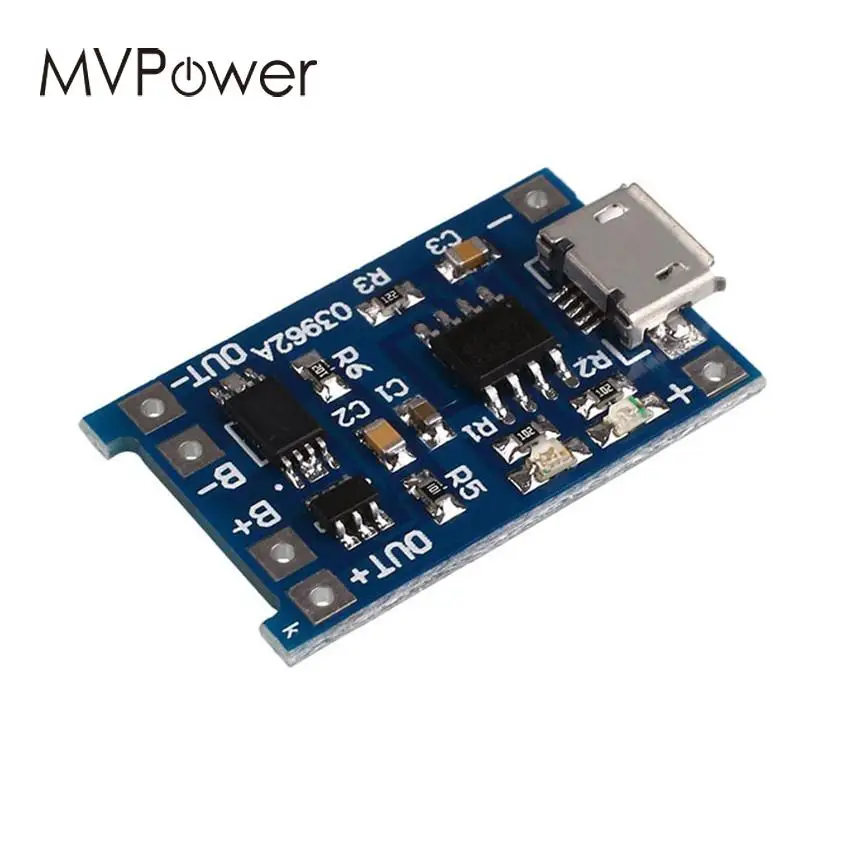 

MVpower 5V 1A Micro USB 18650 Lithium Li-Ion Battery Charging Protection Board Charger Module