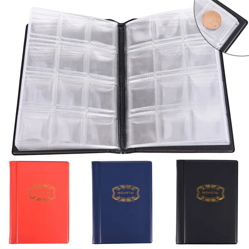 

Black Blue Red 3 Colors Russian Coin Album & Folders 120 Pockets Coin Collection Book Coin Holder Mini Hand Size Album Book