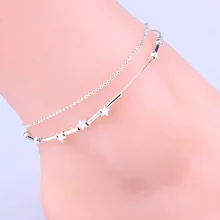 Body Jewelry Little Star Pentagram Silver Plated Anklets Foot Decorative Chain For Women Gift Drop Shipping Body-0293