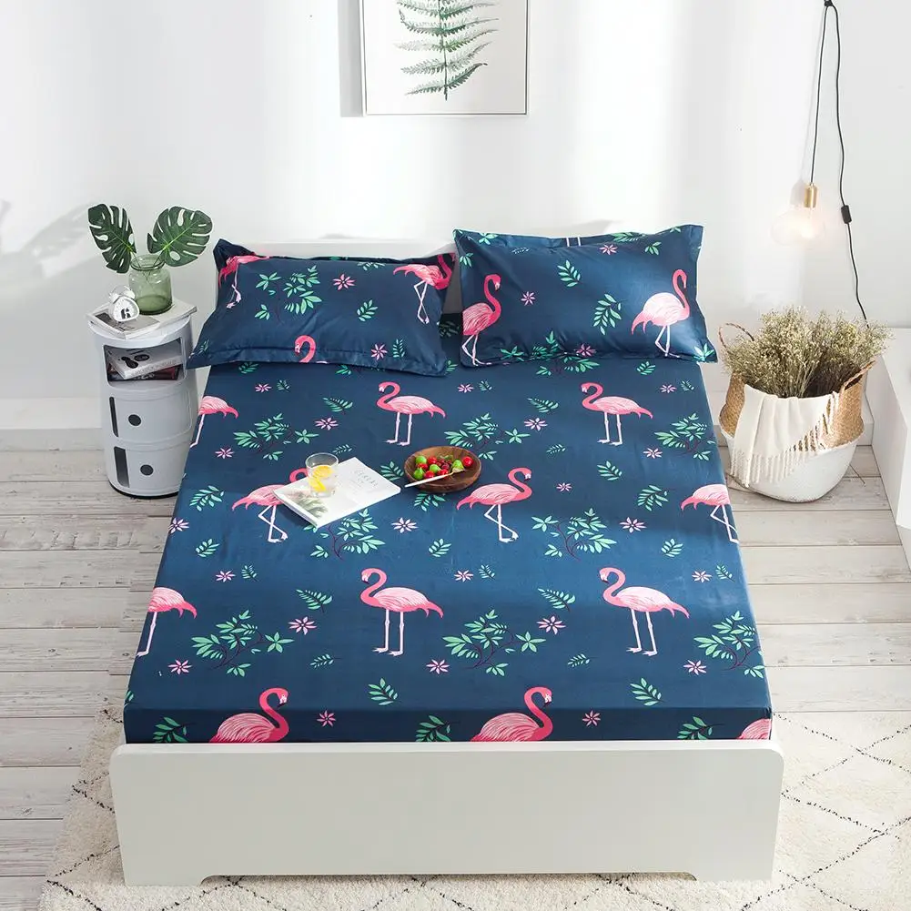 

Waterproof Hotel Queen Sheet Household Bedspread Towel Cloth Mattress Protective Bed Cover Flamingo Printed Protector Pillowcase