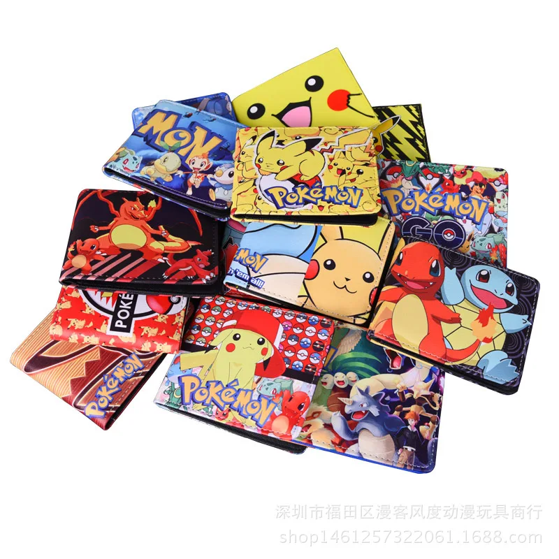 

Cartoon Short Wallet Pocket Monster Pokemon Satoshi Pikachu Short Wallets Two Fold Purse children wallet gift