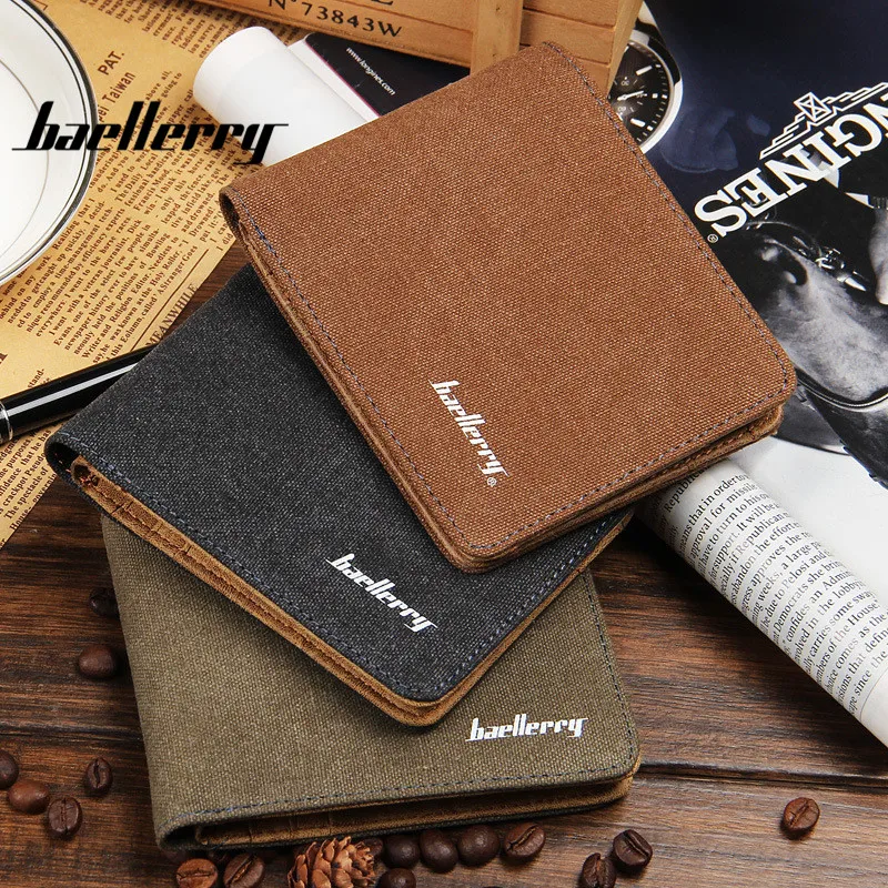 Baellerry Canvas Wallets Men Many Card Holder Student Wallet High Cost