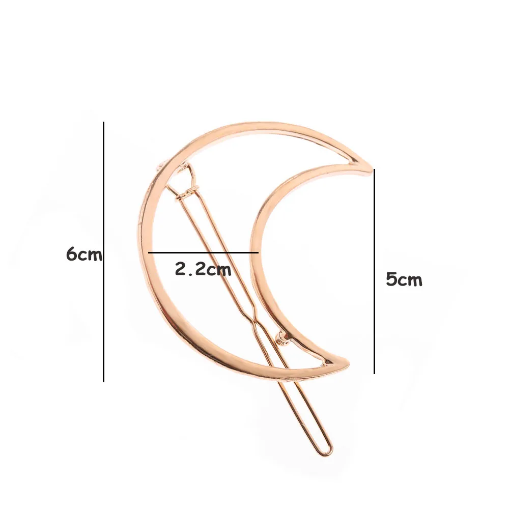 1 шт., заколки для волос для женщин, девушек, золото, серебро, панк, выдалбливают, луна, треугольник, заколка для волос, заколки, зажимы для волос, аксессуары для волос