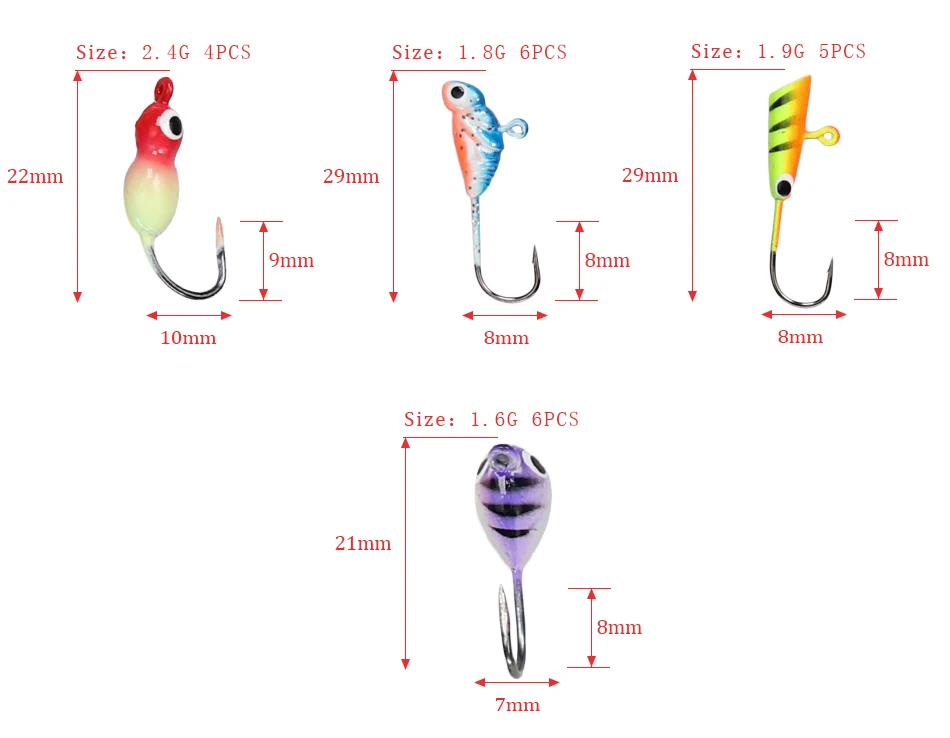 54 шт./кор. зимней приманка на рыболовный крючок 1,1g-2,5g Lead Jig Head Крючки приманки Jig Head удочка рыболовные снасти