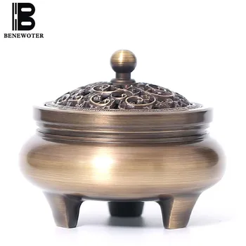 Creative Chinese Ornaments Vintage Brass Incense Burner with Lid Buddhist Temple Tripod Sitck Coil Cone Sandalwood Copper Censer Creative Chinese Ornaments Vintage Brass Incense Burner with Lid Buddhist Temple Tripod Sitck Coil Cone Sandalwood Copper Censer