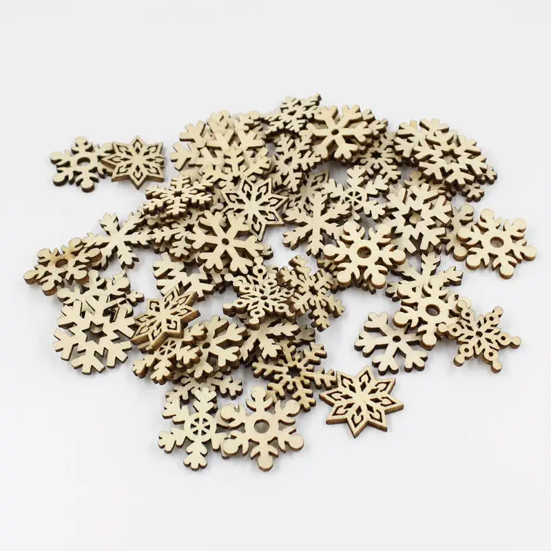 

30/50/ 100PCs 25mm Christmas Snowflake Wooden Buttons Fit Sewing and Scrapbook DIY Wedding Decoration