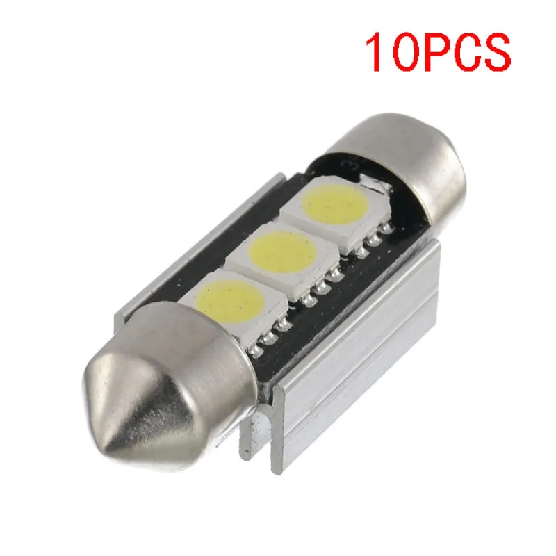 10PCS Signal Lamp C5W 31mm-41mm 3 SMD 5050 LED CANBUS NO Error Festoon Bulb Car Licence Plate Light Auto Interior 12V vl | Автомобили и