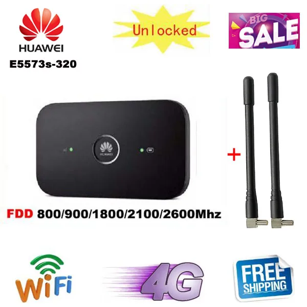 Разблокированный huawei E5573 E5573s-320 с 2 шт антеннами CAT4 150 Мбит/с 4 г LTE FDD беспроводной маршрутизатор 3g мобильный WiFi точка доступа PK E5573S-606