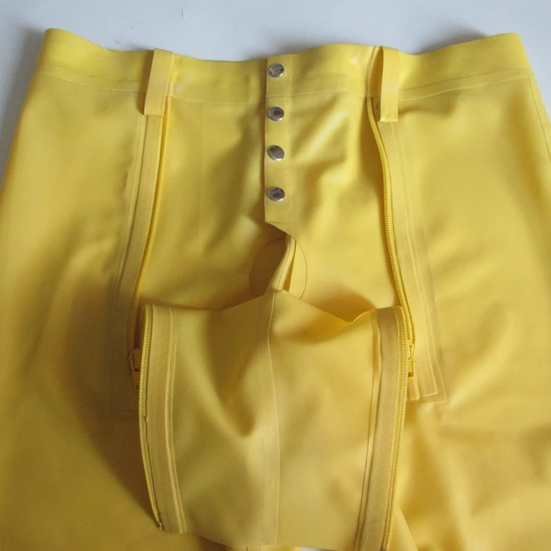 Желтый латекс человека шорты мужские сексуальные трусики с тремя молниями латекс любовника одежда LPM030