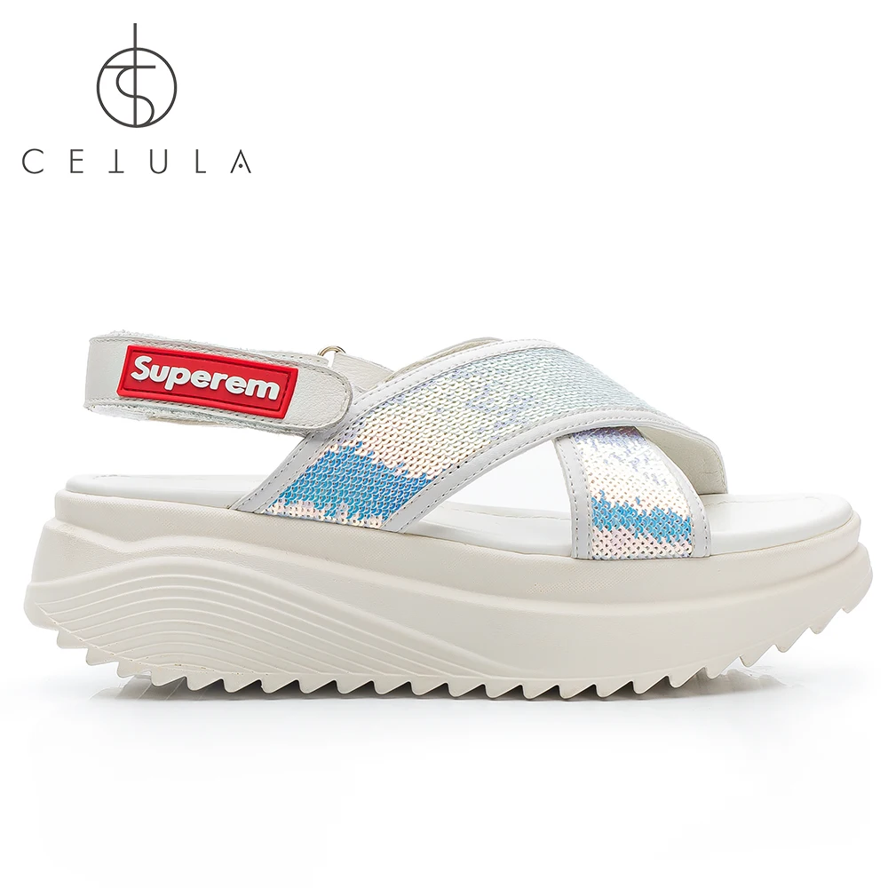 Pailletten Frauen X 2018 Slingback Sandale Kreis Schuhe Ft Sommer Riemen Cetula Handgefertigte Freizeit WH2ED9IY