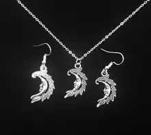 New Vintage Moon Antique Silver Charm Earring & Pendant Necklace Jewelry Set Gift 5 Set/lot New Vintage Moon Antique Silver Charm Earring & Pendant Necklace Jewelry Set Gift 5 Set/lot