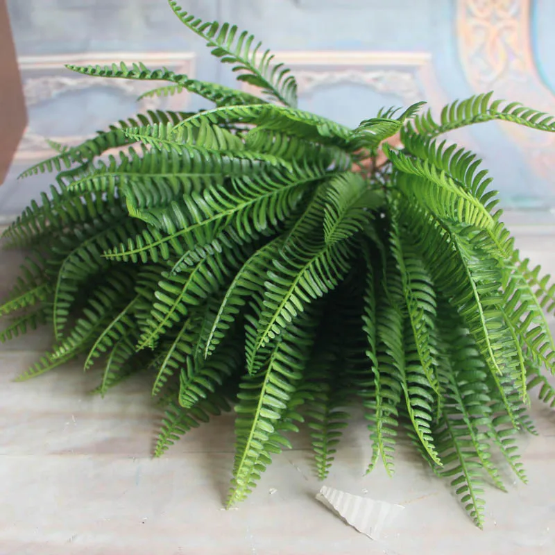 7 Branches Artificial Fern Leaves Plastic Artificial Silk Plants Green Fake Plants For Home  Party Wedding Decoration