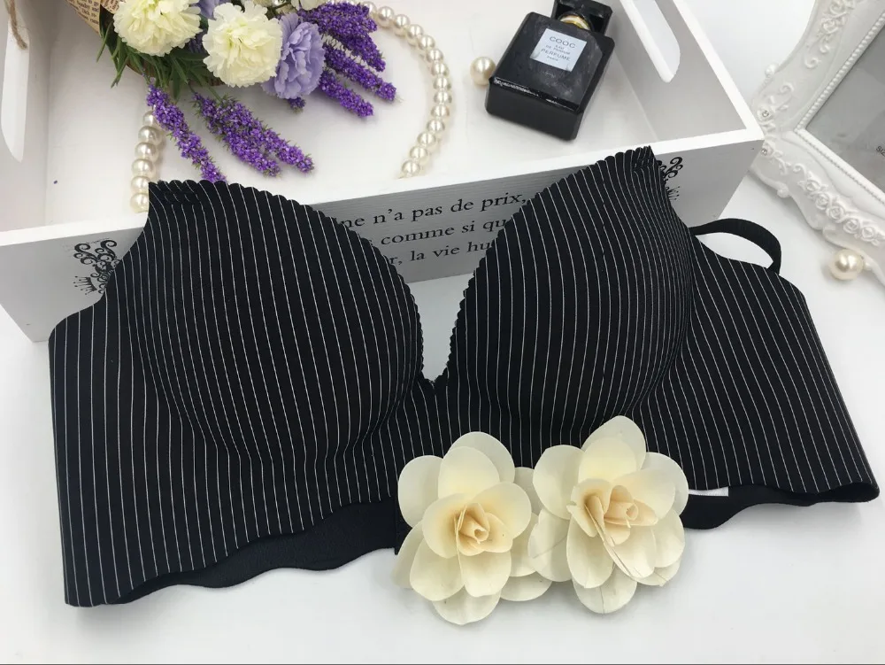 Baharcelin ABC чашки новые женские молодая девушка Push-Up Bra Бесшовные провода бесплатно французские Романтический собрались полосатый бюстгальтер милые женское бра