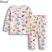Г., Осенние комплекты одежды для сна для маленьких девочек милый модный Пижамный костюм с медведем для девочек брендовая Рождественская Футболка для младенцев брюки, одежда для сна