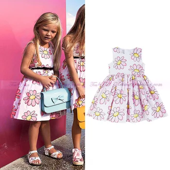 

Girls Refreshing daisy The New summer French baby Round neck