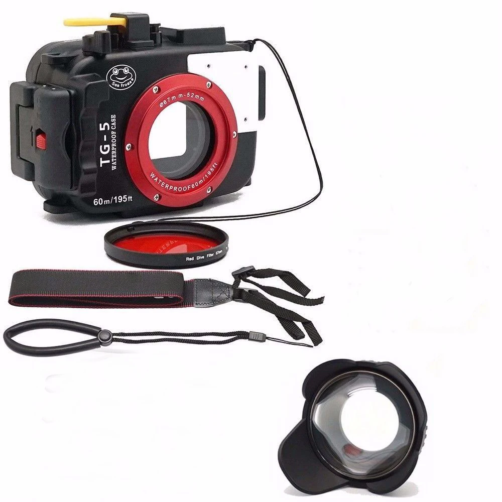 Подводная камера Seafrogs 195FT/60M водонепроницаемый корпус для дайвинга Olympus TG 5 + 67 мм