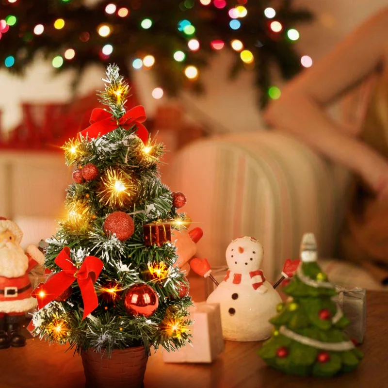 

40CM Tall Battery Powered Luxury Tabletop Christmas Tree Hanging Decorations Pine Tree (Battery Not Included)