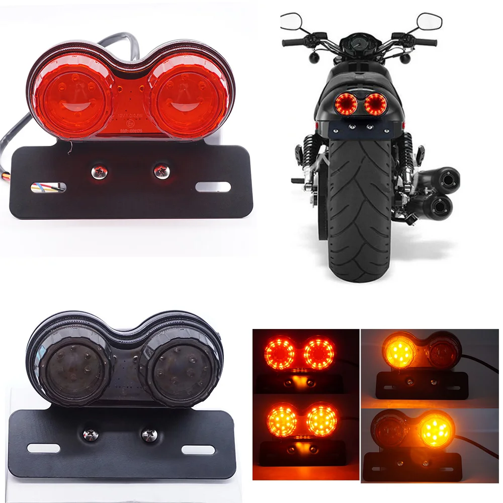 Find Integrated Motorcycle 17 LED Brake Hazard Tail Light License Plate Bracket Black In Hong