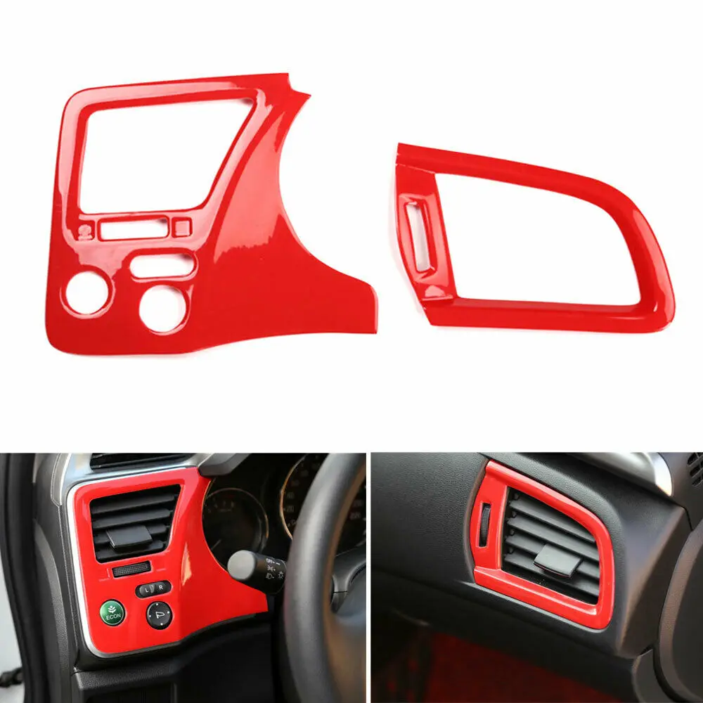 

BBQ@FUKA 2pcs Car Dashboard Air Outlet Vent Cover Frame Trim Red ABS Car accessories For Honda City 2015-2017 interior car decal